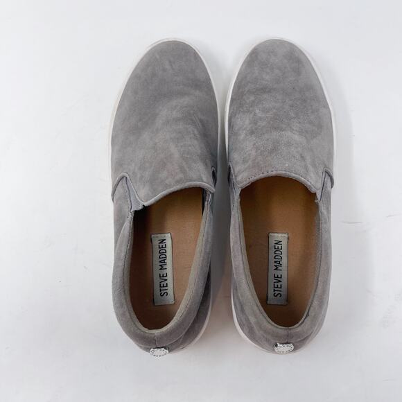 Steve Madden Womens Size 7 Gray Suede Leather Gills Platform Slip On Sneaker - Picture 8 of 11